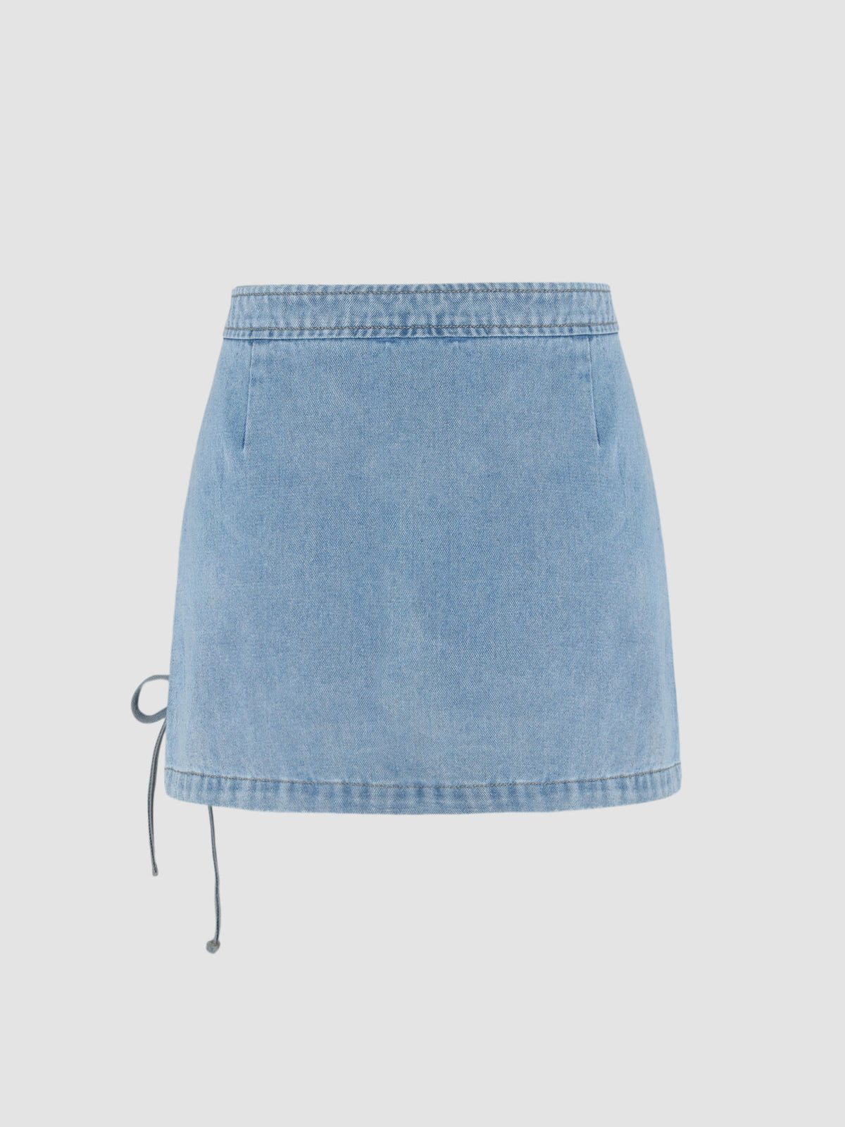 Denim Knotted Split Short Skirt