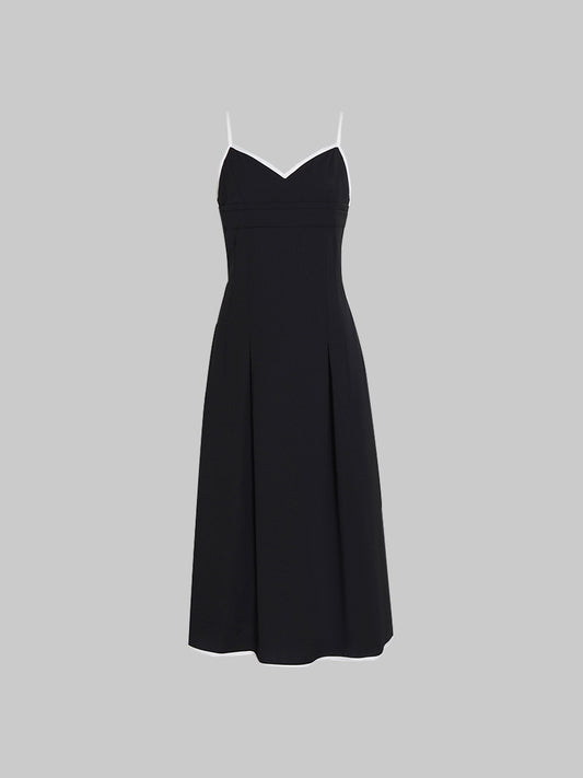 Hepburn V-neck Black Halter Dress