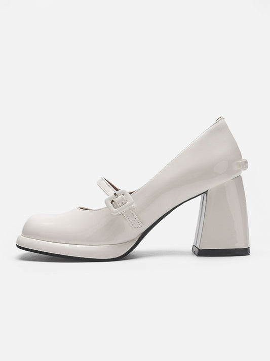 Chunky Heeled Ankle Strap Mary Jane Pumps
