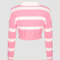 Faux Mink Striped Polo Barbie Shirt Top