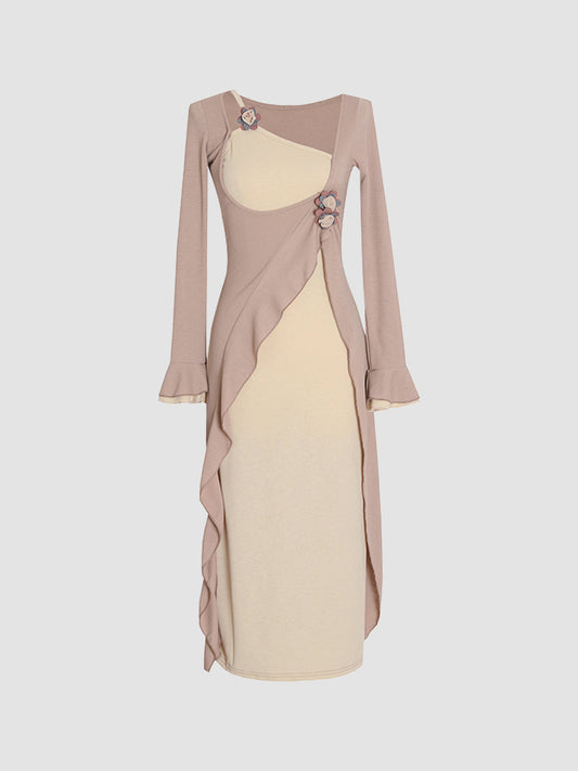 Elegant Fake Two Piece Midi Dress