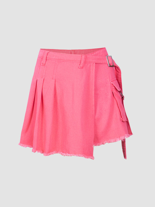Irregular Solid Color Shorts