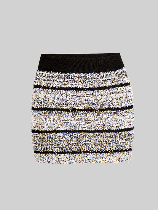 Vintage Wool Striped Slim Skirt