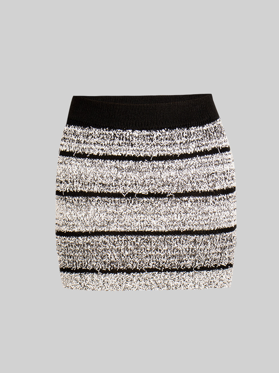 Vintage Wool Striped Slim Skirt