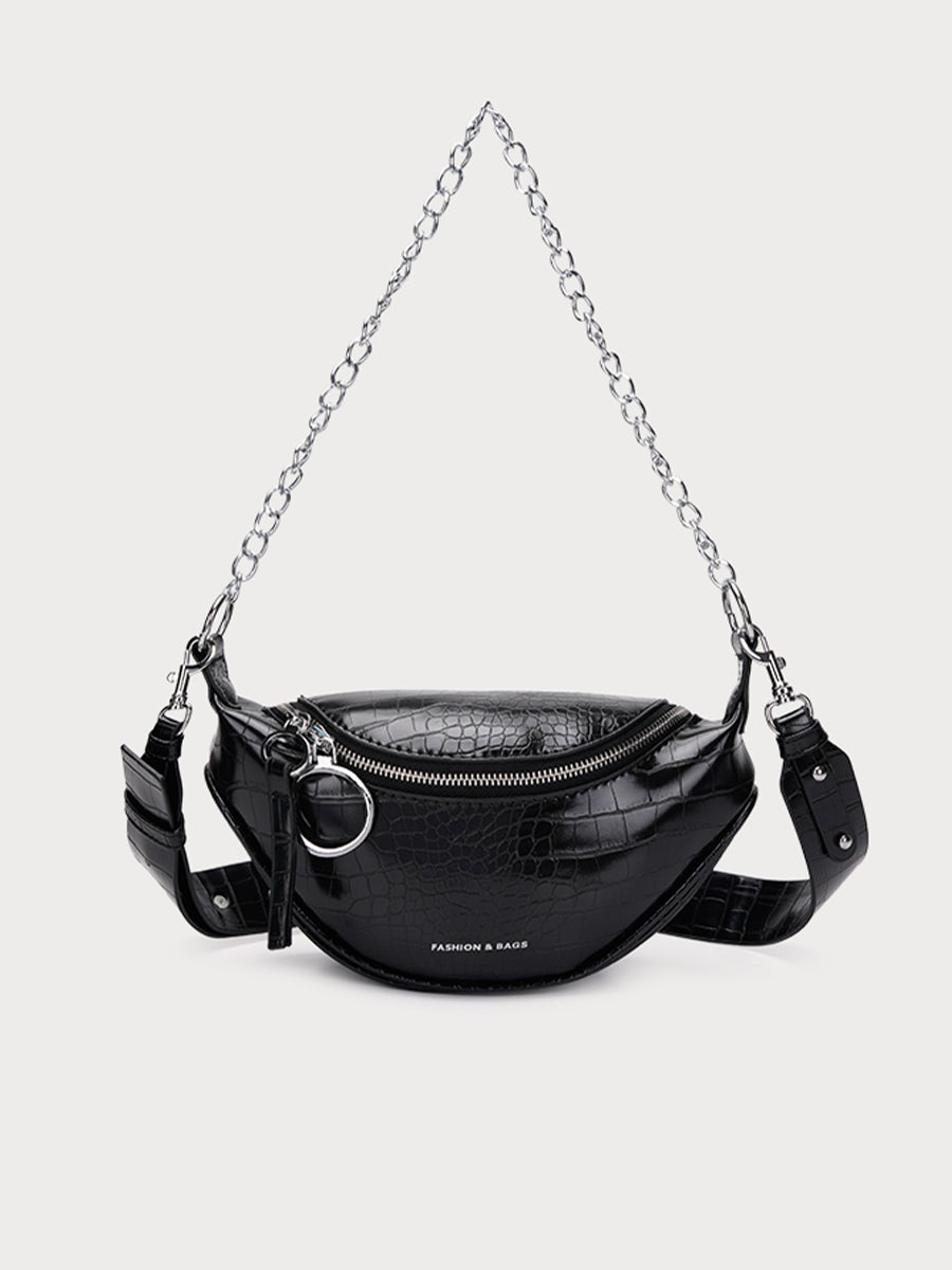 Chain PU Leather Crossbody Bag