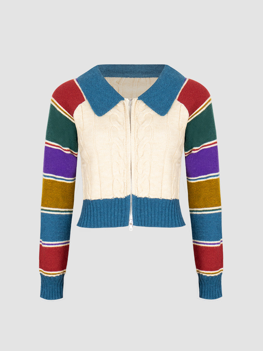Rainbow Sleeve Knit Sweater