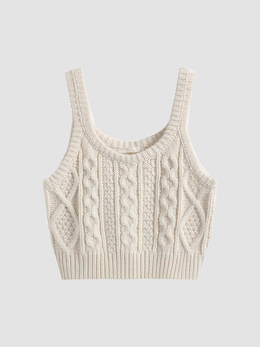 Stacked Twist Knit Vest Sweater Cami Top