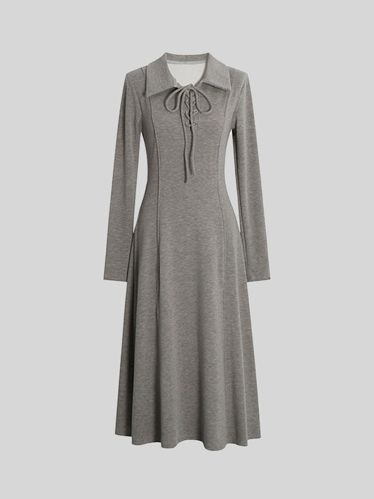 Grey Knitted Midi Dress