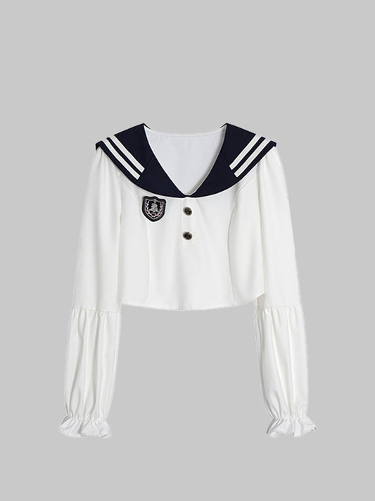 White Bubble Sleeve Shirt