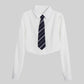 Sleeveless Dress + White Shirt with Tie Two Piece Set