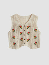 Floral Embroidery Vest Cardigan