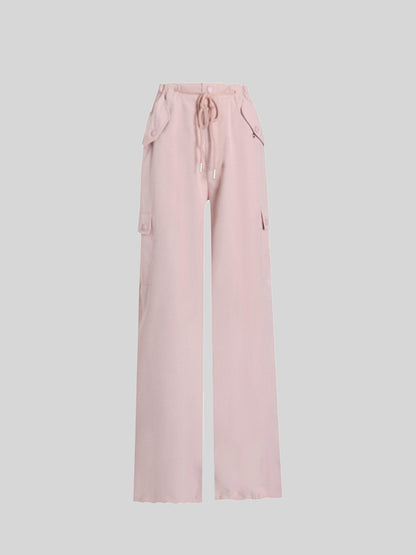 Pink Lace-up Pants