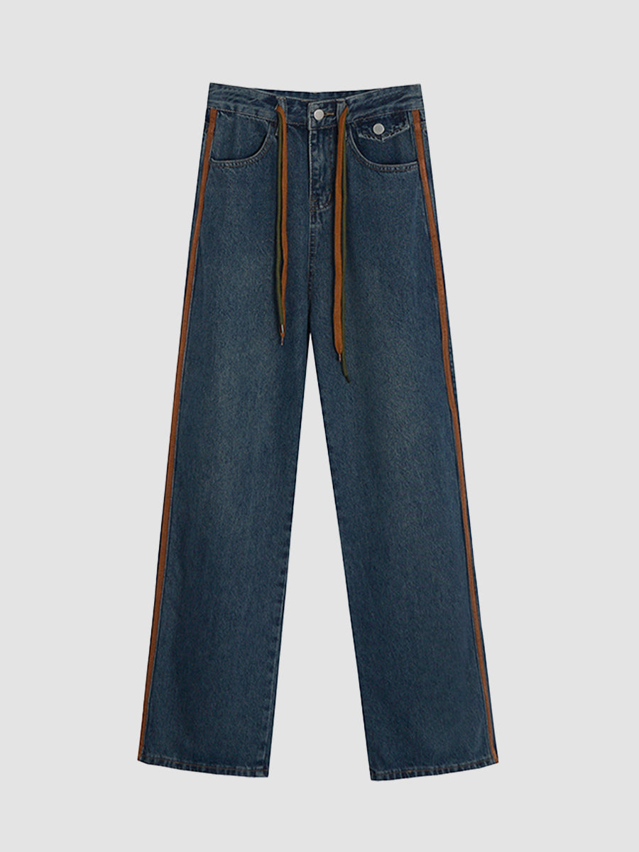 Drawstring Straight Leg Jeans