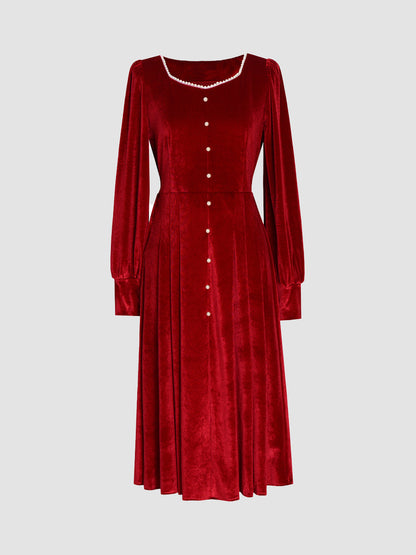 Vintage Red Velvet Long Dress