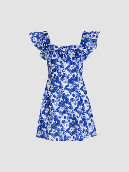 Celadon Square Neckline Short A-line Dress