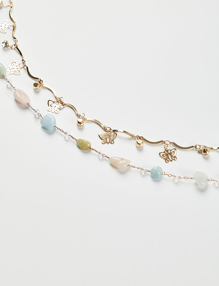 Butterfly Rhinestone Double Waist Chain