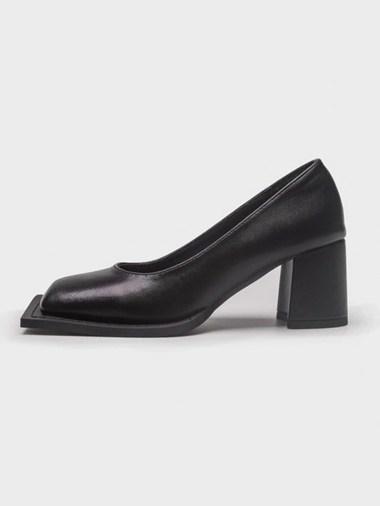 Chunky Heeled Square Toe Pumps