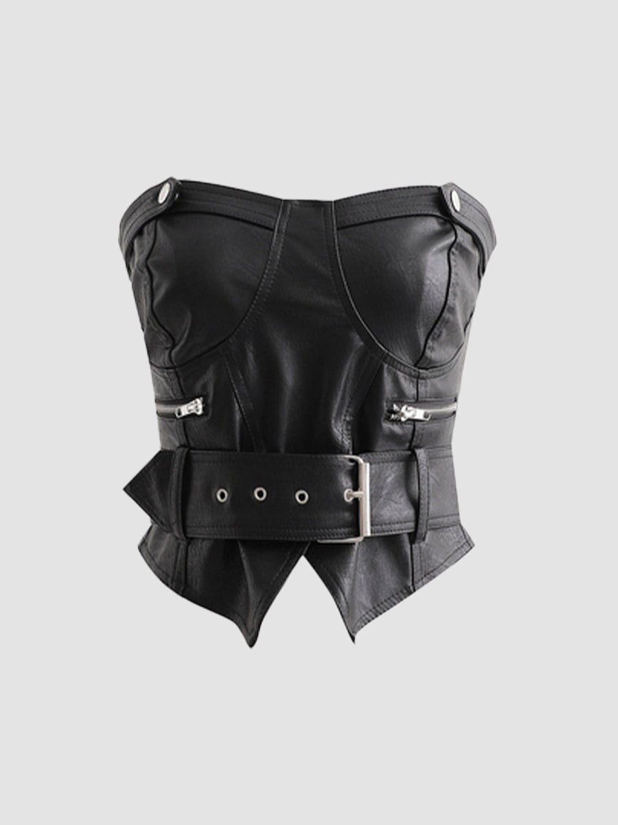 PU Leather Slim Fit Bralette Top