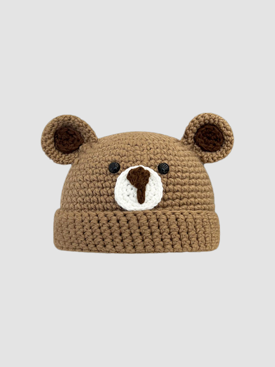 Cute Bear Hand-made Crochet Woolen Hat