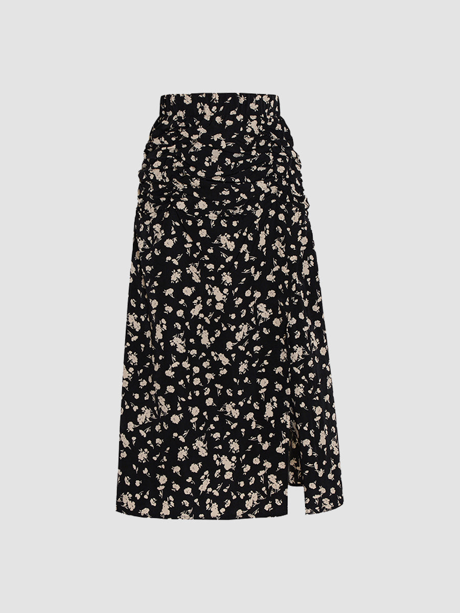 Floral Split Half Skirt