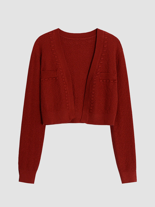 Red Knit Cardigan + Strapless Top Set