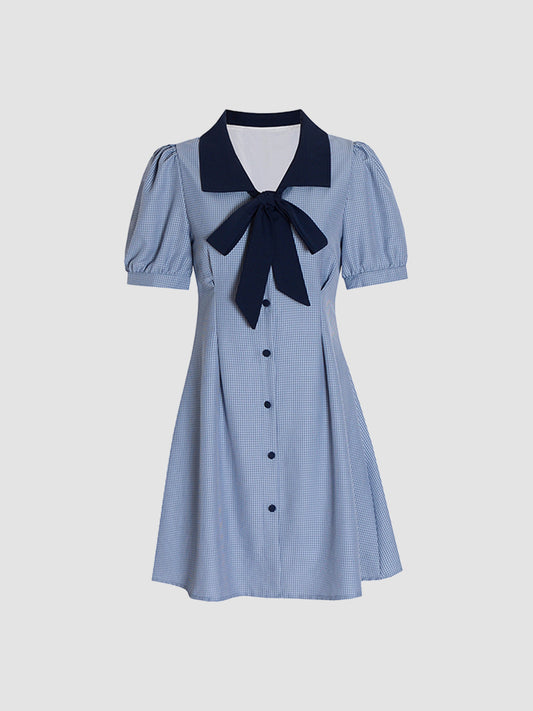 Blue Plaid Strappy Dress