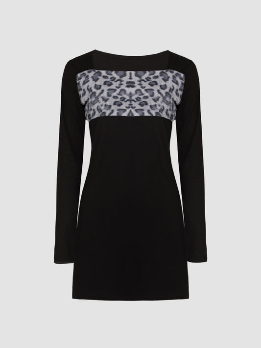 Leopard Print Patchwork Dress