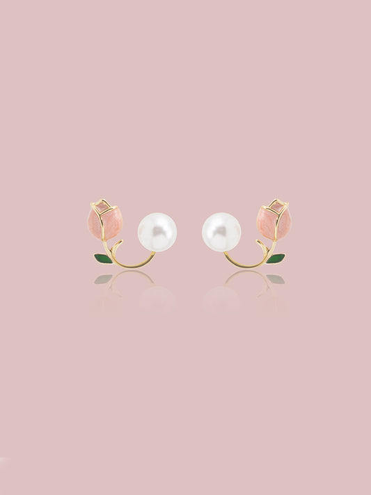 Handmade Tulip Pearl Earrings