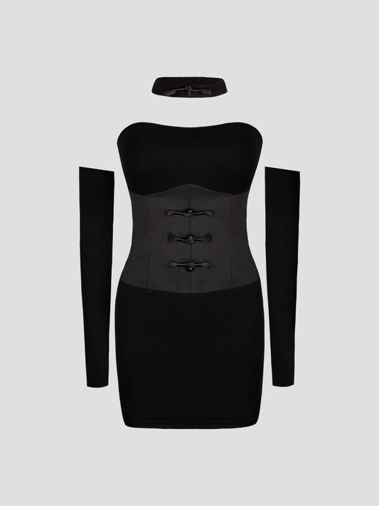 Tight Choker Dress with Sleeves