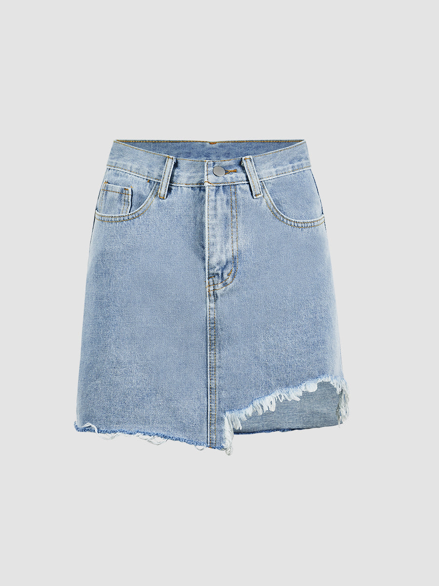 Denim Slim Fit Irregular Skirt