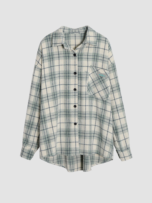 Plaid Tweed Shirt Jacket