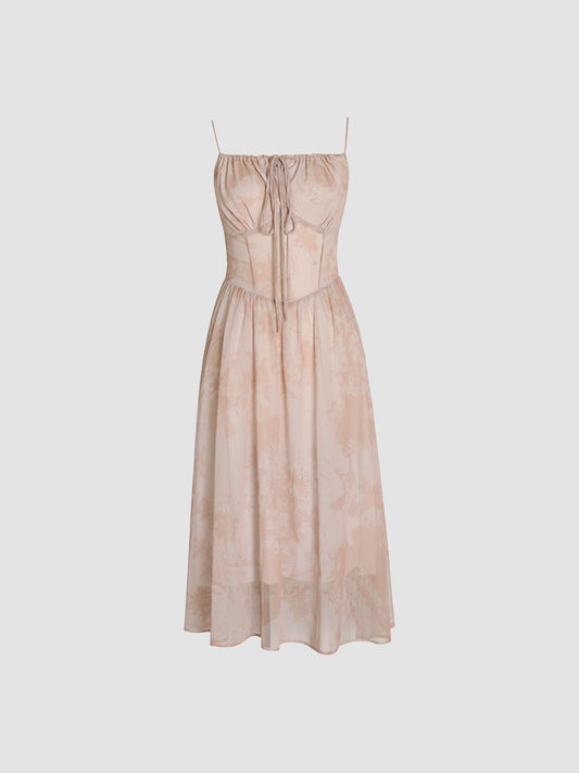 Gentle Tie-dye Print Midi Halter Dress