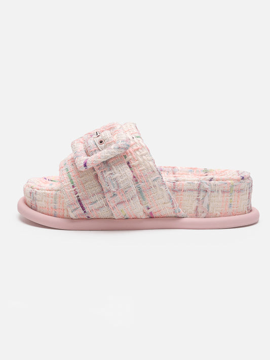 Square Buckle Open Toe Thick Bottom Slippers