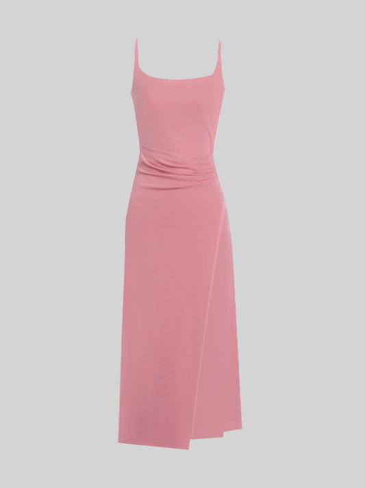 Irregular Halter Pink Dress