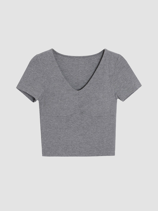 Basic Solid Color Chest Pad Top
