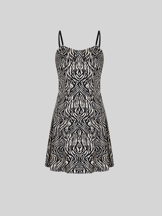 Leopard Print Halter Black Dress