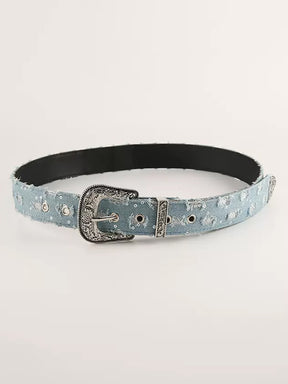 Denim Print Pin Buckle Belt