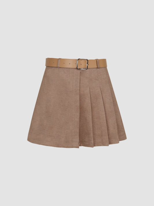 Tweed Pleated Half Skirt