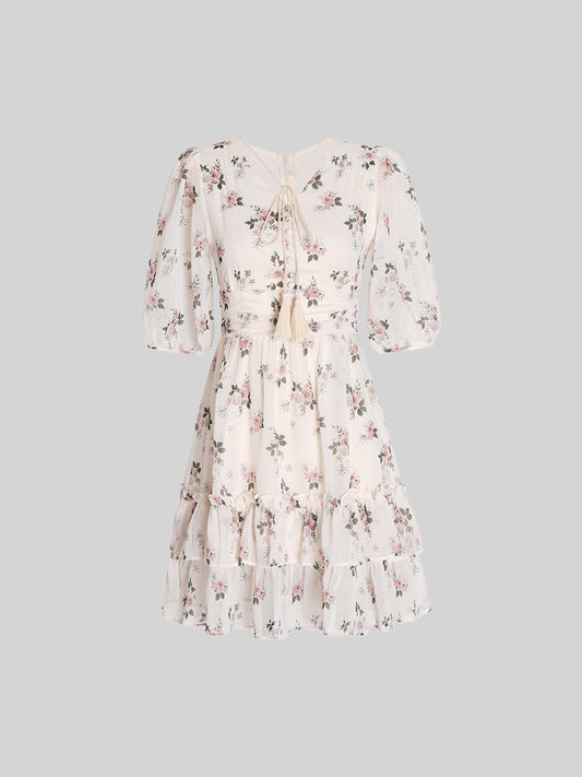 Elegant Floral Chiffon Dress