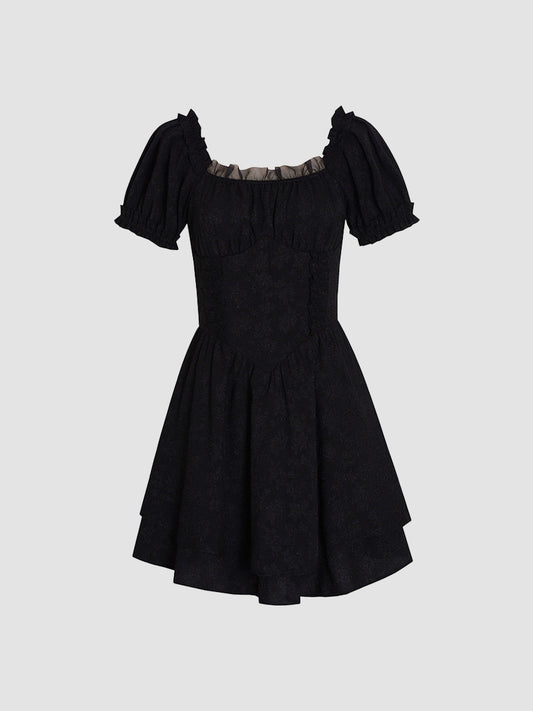 Vintage Jacquard Double Puff Dress