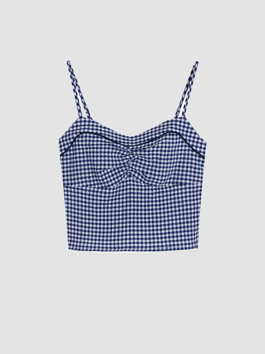 Blue Plaid Camisole Top
