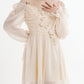 Romantic Chiffon Square Neck Bubble Sleeve Dress