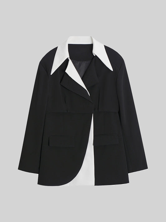 Irregular Long Sleeve Blazer Coat