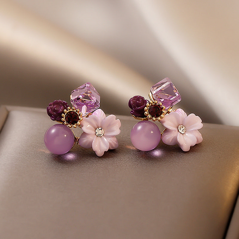Purple Flower Earrings