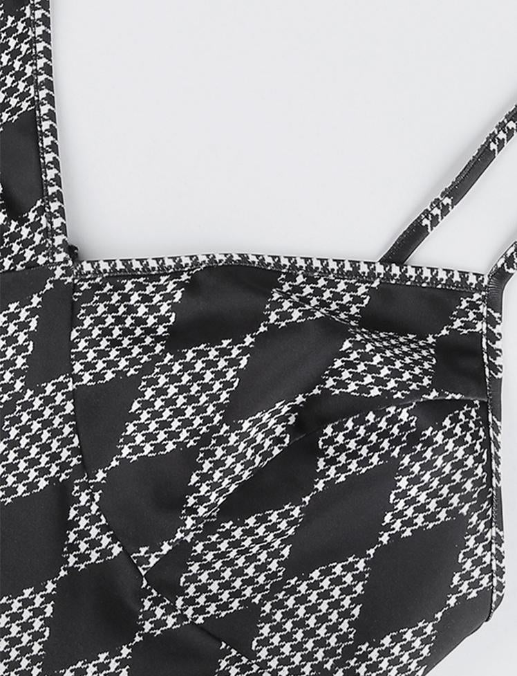 Black Rhombus Lattice Cami Top