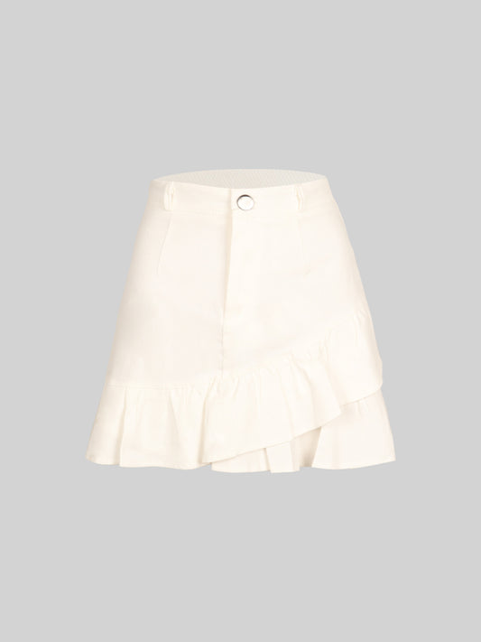 Ruffle White Skirt