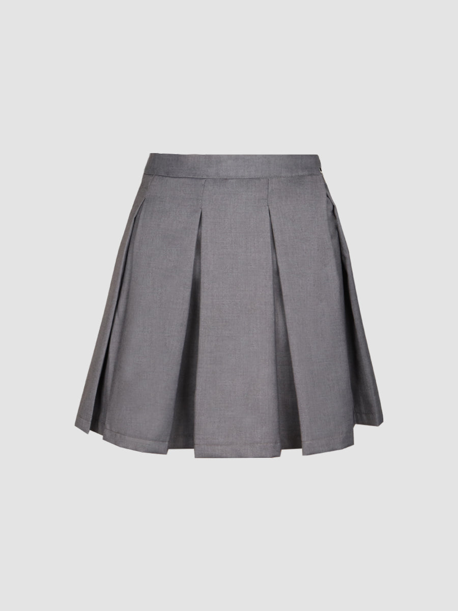 Grey Pleated Skirt