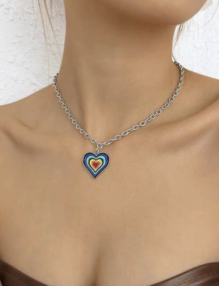 Rainbow Heart Necklace