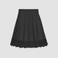 Solid Color Lace Pleated Skirt