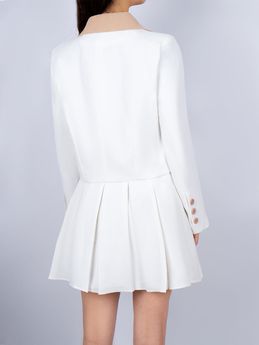 Blouse Blazer & Pleated Skirt Set